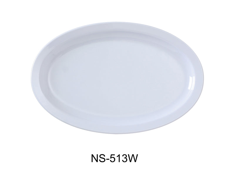 Yanco NS-513W Nessico Oval Platter with Narrow Rim, Shape: Oval, Color: White, Material: Melamine, Pack of 12