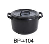 Yanco BP-4104 Black Pearl 3.5" BOWL WITH HANDLE AND LID 8 OZ, Shape: Round, Color: Black, Material: Melamine, Pack of 24