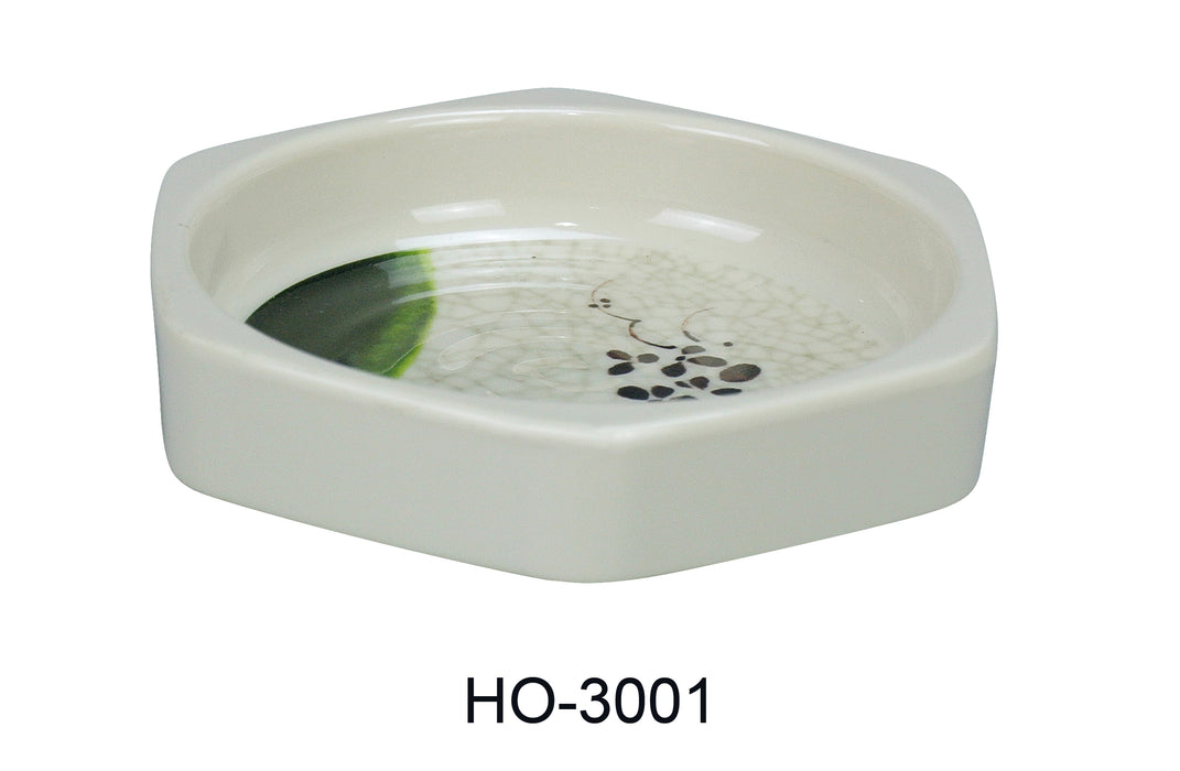 Yanco HO-3001 Honda Dish, Shape: Round, Color: Three-Tone Green, Brown, Beige, Material: Melamine, Pack of 48