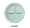 Yanco NS-703G Nessico 3-Compartment Plate, Shape: Round, Color: Green, Material: Melamine, Pack of 24