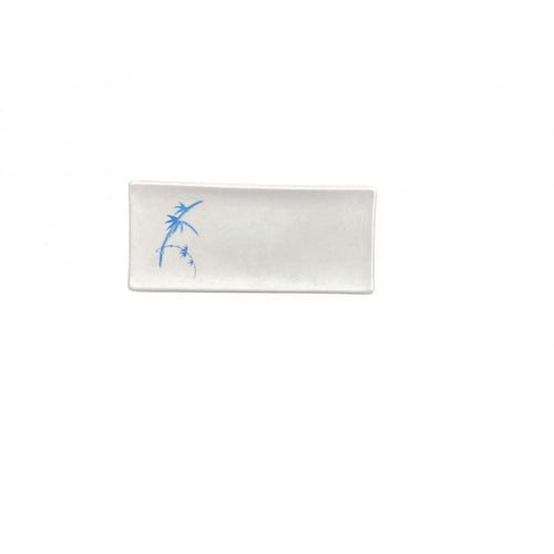 Thunder Group Melamine Asian 9 3/8" X 4 1/4" RECTANGULAR BBQ PLATE, BLUE BAMBOO,1 doz