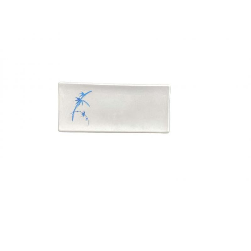 Thunder Group Melamine Asian 9 3/8" X 4 1/4" RECTANGULAR BBQ PLATE, BLUE BAMBOO,1 doz