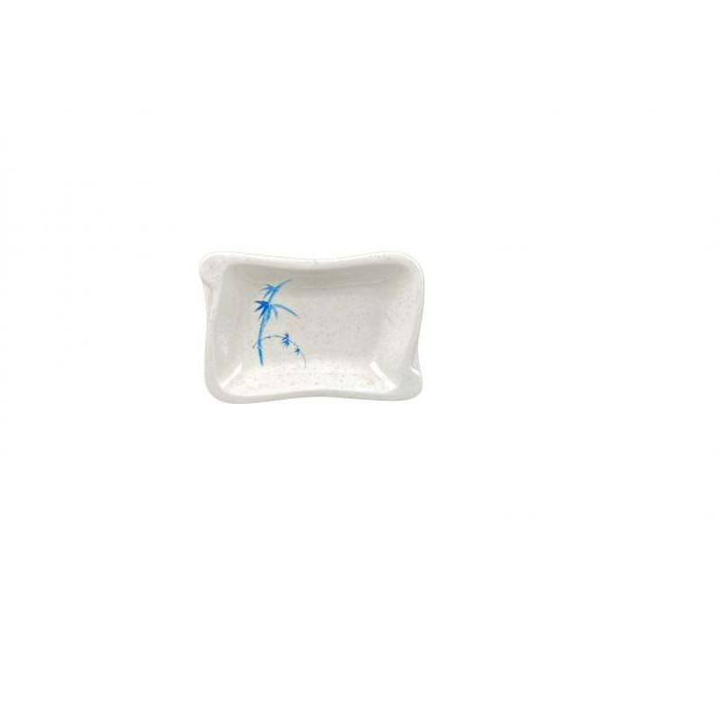 Thunder Group Melamine Asian 2 OZ, 4" X 2 3/4" WAVE SHAPE SAUCE DISH, BLUE BAMBOO,1 doz