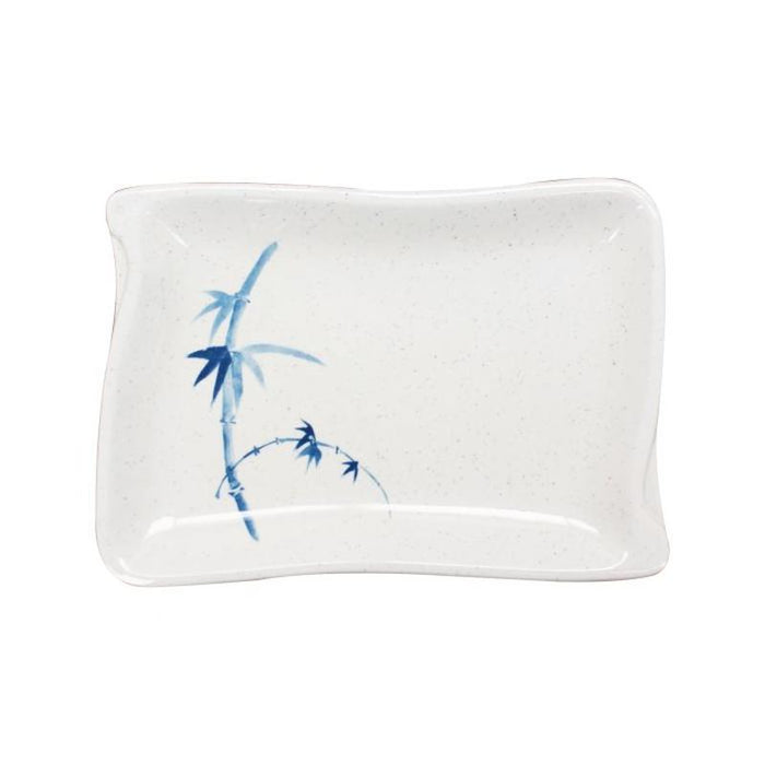 Thunder Group Melamine Asian 2 OZ, 4" X 2 3/4" WAVE SHAPE SAUCE DISH, BLUE BAMBOO,1 doz