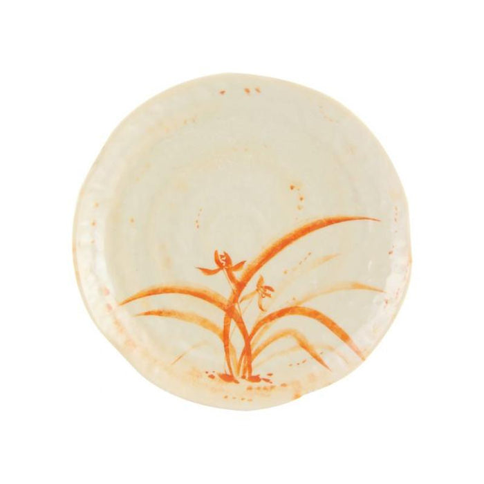 Thunder Group Melamine Asian 6" LOTUS SHAPE PLATE, GOLD ORCHID, 1 doz