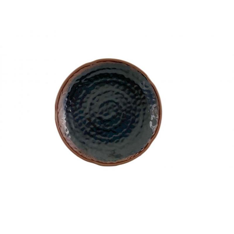 Thunder Group Melamine Asian 9 3/8" LOTUS SHAPE PLATE, TENMOKU, 1 doz