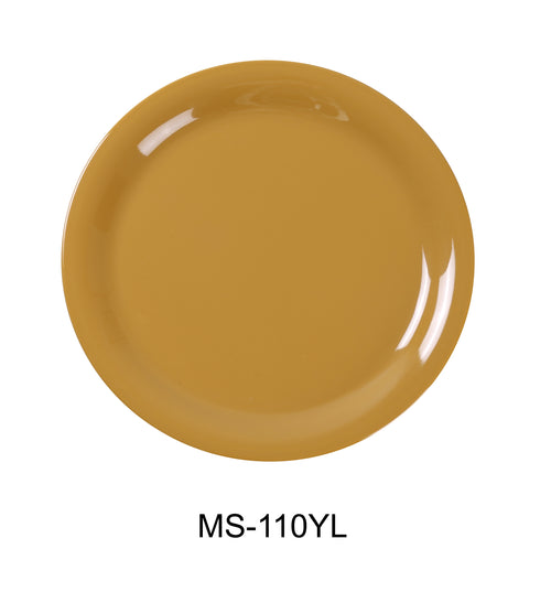 Yanco MS-110YL Mile Stone Narrow Rim Round Plate, Shape: Round, Color: Yellow, Material: Melamine, Pack of 24