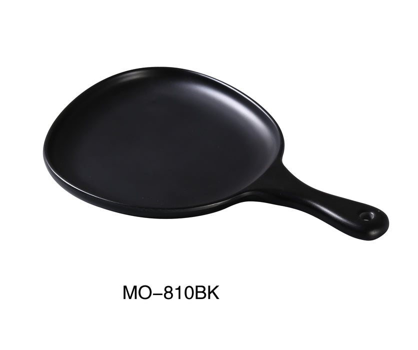 Yanco MO-810BK Moderne 12" X 8" X 1" PAN PLATE WITH HANDLE BLACK, , Color: Black, Material: Melamine, Pack of 12
