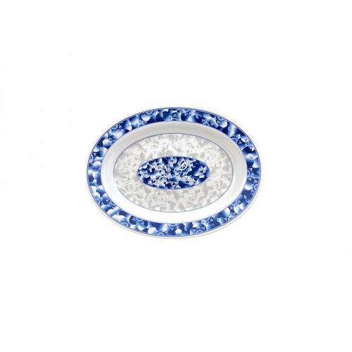 Thunder Group Melamine Asian 16 OZ, 12" X 9" DEEP PLATTER, BLUE DRAGON,1 doz