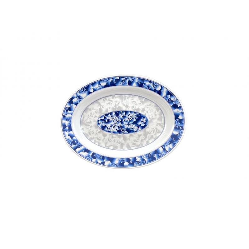Thunder Group Melamine Asian 16 OZ, 12" X 9" DEEP PLATTER, BLUE DRAGON,1 doz