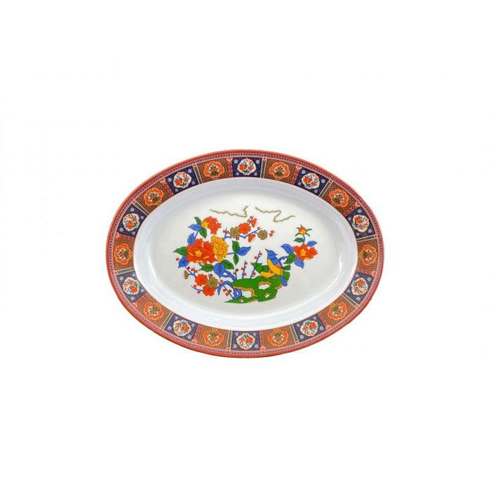 Thunder Group Melamine Asian 16 OZ, 12" X 9" DEEP PLATTER PEACOCK, 1 doz