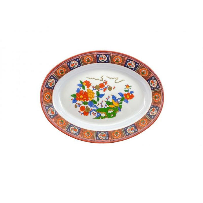 Thunder Group Melamine Asian 24 OZ, 13" X 9 3/4" DEEP PLATTER, PEACOCK, 1 doz