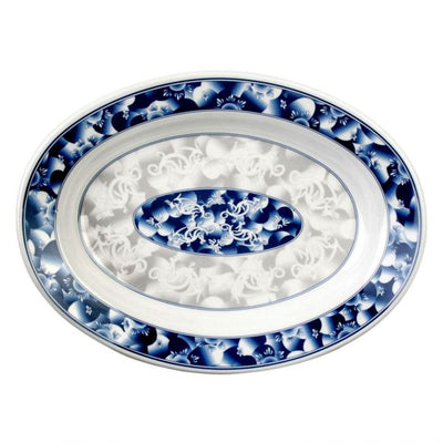 Thunder Group Melamine Asian 28 OZ, 14 1/8" X 10 5/8" DEEP PLATTER, BLUE DRAGON,1 doz