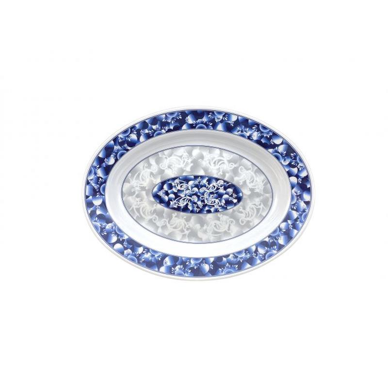 Thunder Group Melamine Asian 28 OZ, 14 1/8" X 10 5/8" DEEP PLATTER, BLUE DRAGON,1 doz