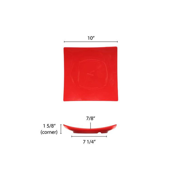 Thunder Group Melamine Asian 10 FLARE PLATE, 1 3/4 DEEP, PURE RED, 1 doz