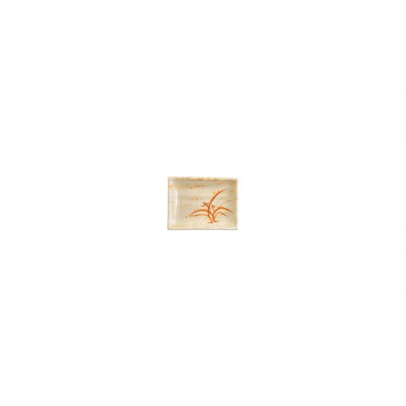 Thunder Group Melamine Asian 3 OZ, 4" X 4" WAVE SQUARE SAUCE DISH, GOLD ORCHID, 1 doz