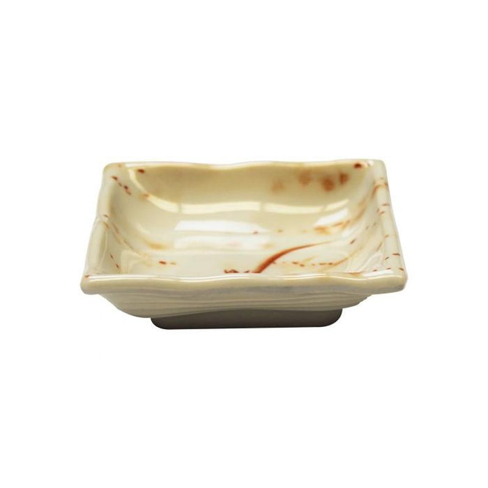 Thunder Group Melamine Asian 3 OZ, 4" X 4" WAVE SQUARE SAUCE DISH, GOLD ORCHID, 1 doz