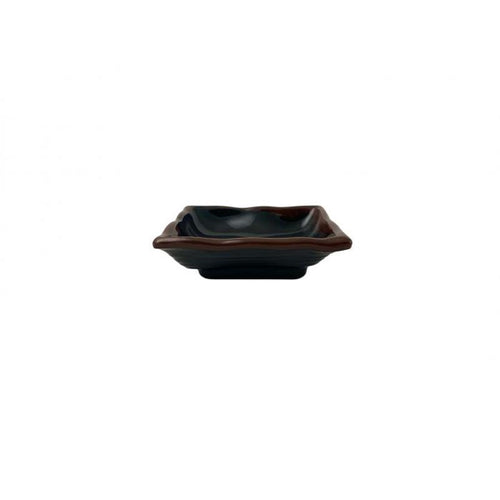 Thunder Group Melamine Asian 3 OZ, 4" X 4" WAVE SQUARE SAUCE DISH, TENMOKU, 1 doz