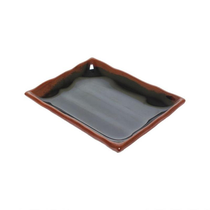 Thunder Group Melamine Asian 12 OZ, 8 1/2" X 5 3/4" WAVE RECTANGULAR PLATE, TENMOKU, 1 doz