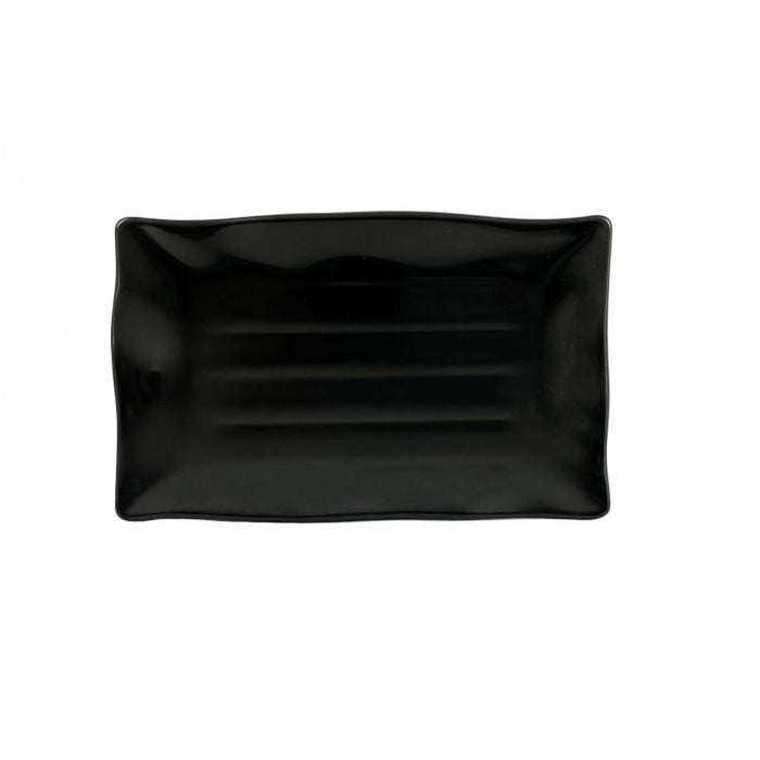 Thunder Group Melamine Asian 13 1/2" X 9 1/8" WAVE RECTANGULAR PLATE, BLACK , 1 doz