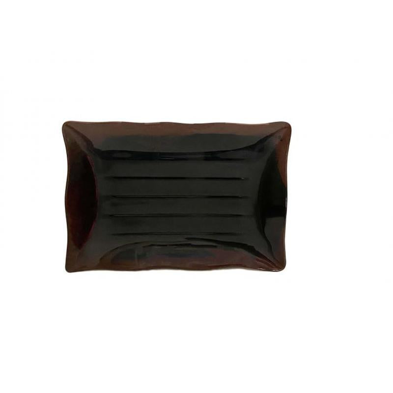 Thunder Group Melamine Asian 13 1/2" X 9 1/8" WAVE RECTANGULAR PLATE, TENMOKU, 1 doz