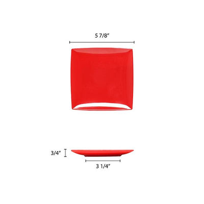 Thunder Group Melamine Asian 6 SQUARE PLATE, 1/2 DEEP, PURE RED, 1 doz