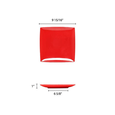 Thunder Group Melamine Asian 10 SQUARE PLATE, 1 DEEP, PURE RED, 1 doz