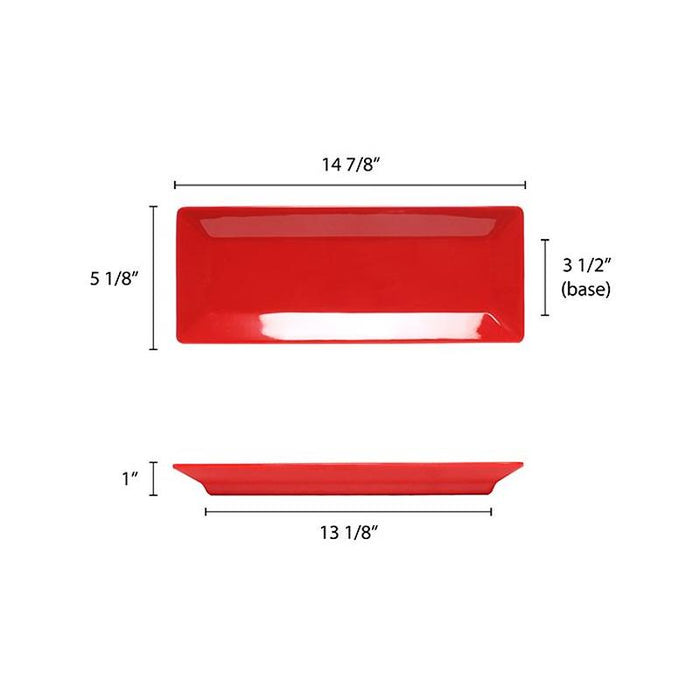 Thunder Group Melamine Asian 15 X 5 1/4 PLATE, 1 DEEP, PURE RED, 1 doz