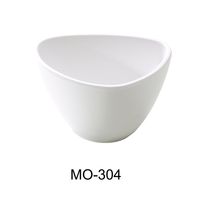 Yanco MO-304 Moderne 4" Triangle Bowl 8 OZ, Shape: Triangular, Color: White, Material: Melamine, Pack of 48