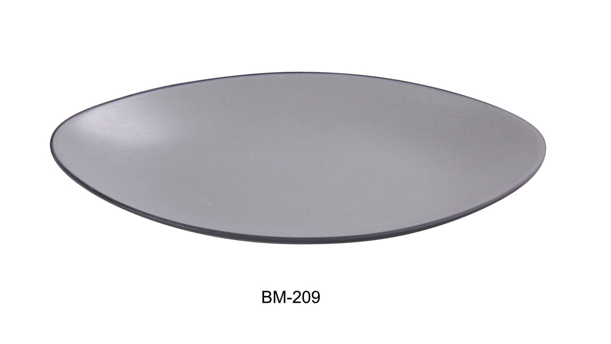 Yanco BM-209 Birmingham 9-5/8" X 6" X 1" DEEP OVAL PLATE, Shape: Oval, Color: Gray and Black, Material: Melamine, Pack of 24