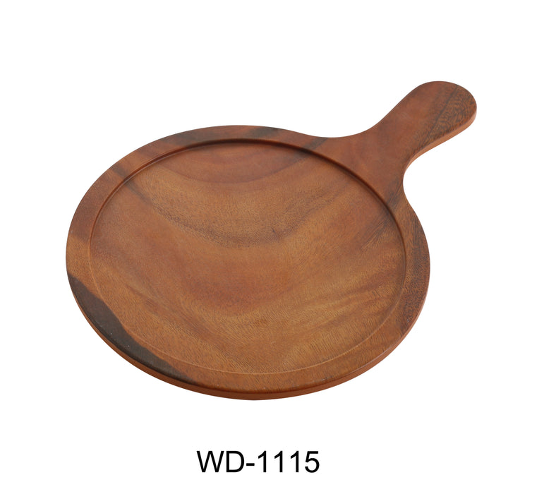 Yanco WD-1115 Wooden Tray 10.25" Round Tray With Handle, Melamine, Pack of 24 (2 Dz)