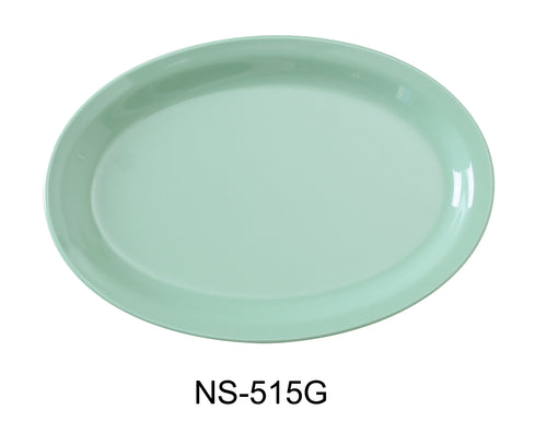 Yanco NS-515G Nessico Oval Platter with Narrow Rim, Shape: Oval, Color: Green, Material: Melamine, Pack of 12