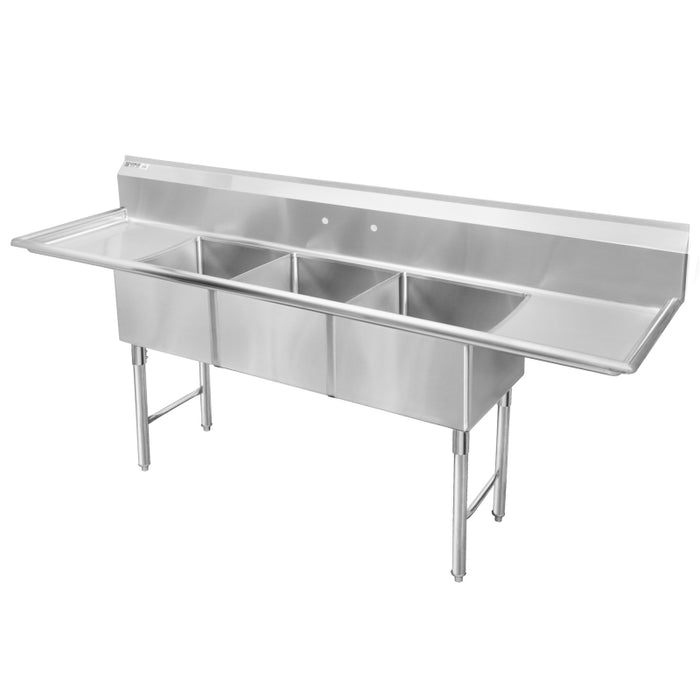 GSW 3 Compartment Sink - 2 Drain Boards