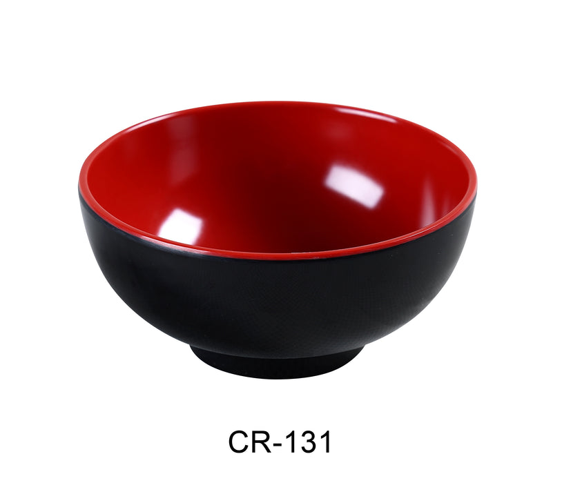 Yanco CR-131 Black and Red Two-Tone Rice Bowl, Shape: Round, Color: Black and Red, Material: Melamine, Pack of 48