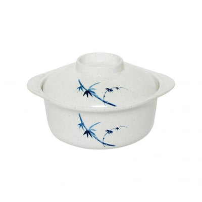 Thunder Group Melamine Asian 12 OZ, 4 7/8" MISO BOWL W/ LID, BLUE BAMBOO,1 doz