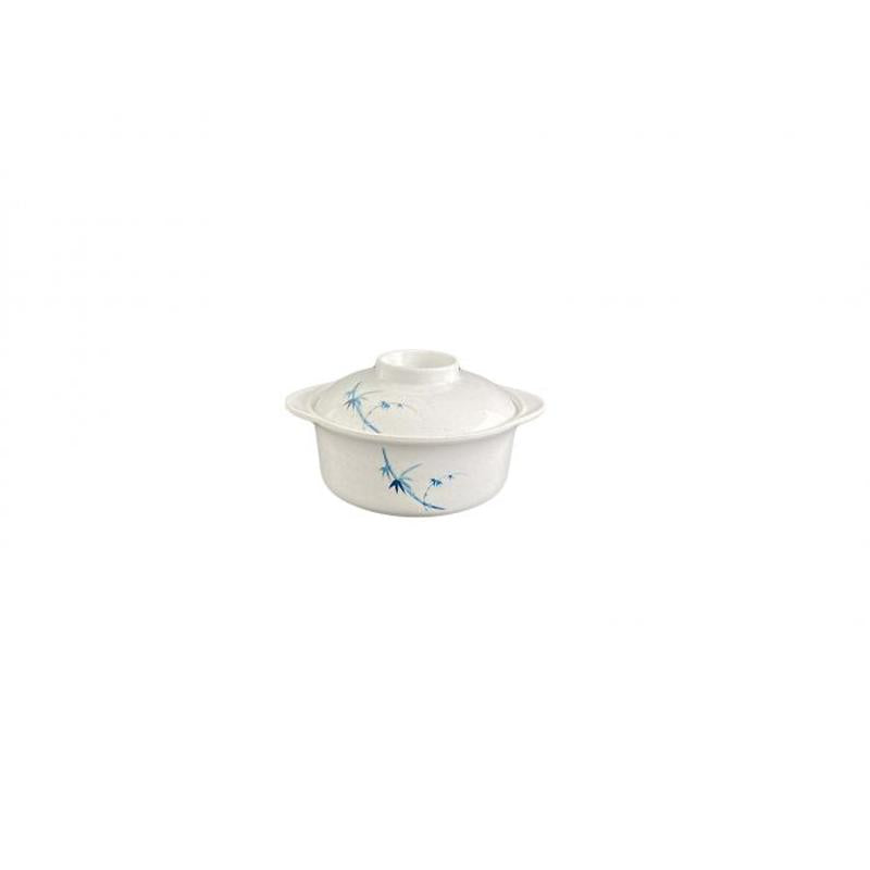 Thunder Group Melamine Asian 12 OZ, 4 7/8" MISO BOWL W/ LID, BLUE BAMBOO,1 doz