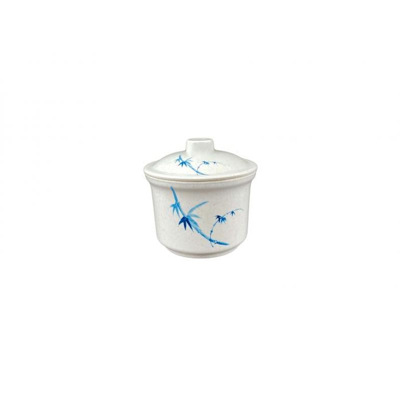 Thunder Group Melamine Asian 14 OZ, 4 1/4" SPECIAL BOWL W/ LID, BLUE BAMBOO,1 doz
