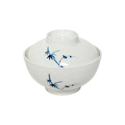 Thunder Group Melamine Asian 10 OZ, 4 1/2" SPECIAL BOWL W/ LID, BLUE BAMBOO,1 doz