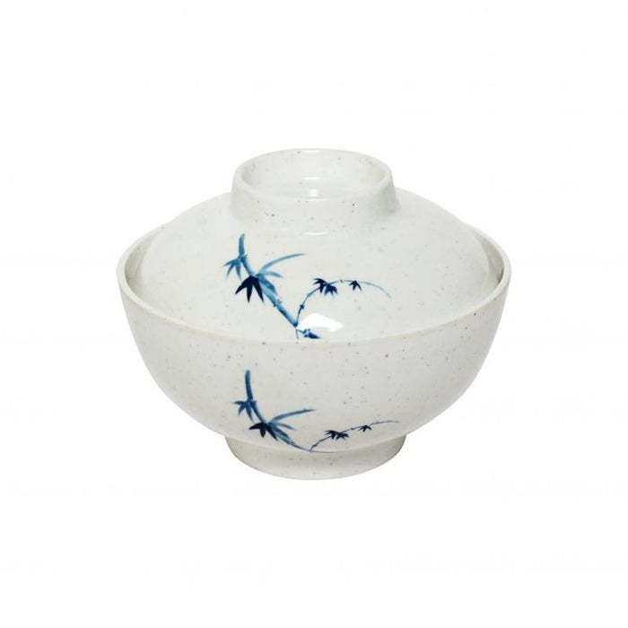 Thunder Group Melamine Asian 10 OZ, 4 1/2" SPECIAL BOWL W/ LID, BLUE BAMBOO,1 doz