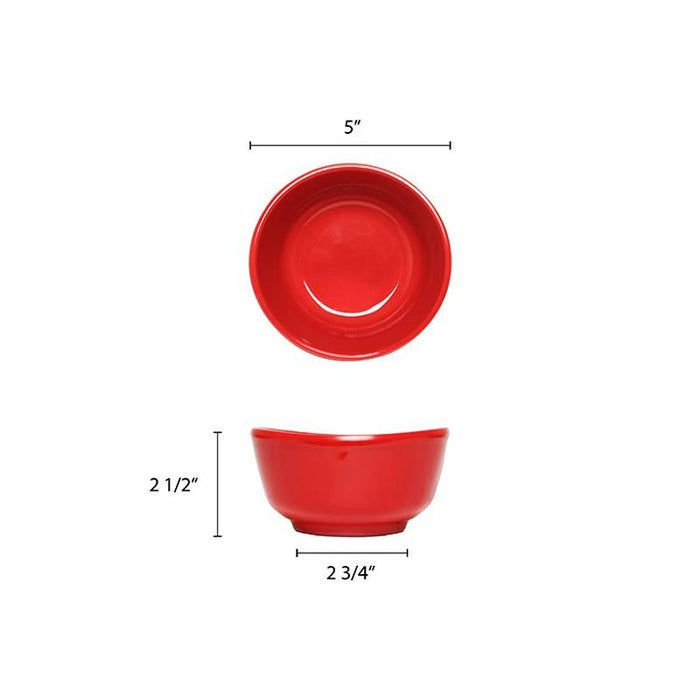 Thunder Group Melamine Asian 16 OZ, 5 1/8x 2 5/8 BOWL, PURE RED, 1 doz