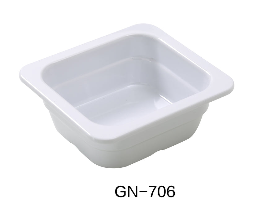 Yanco GN-706 GN PAN 7" x 6.375" x 2.5" PAN, Shape: Rectangular, Color: White, Material: Melamine, Pack of 6