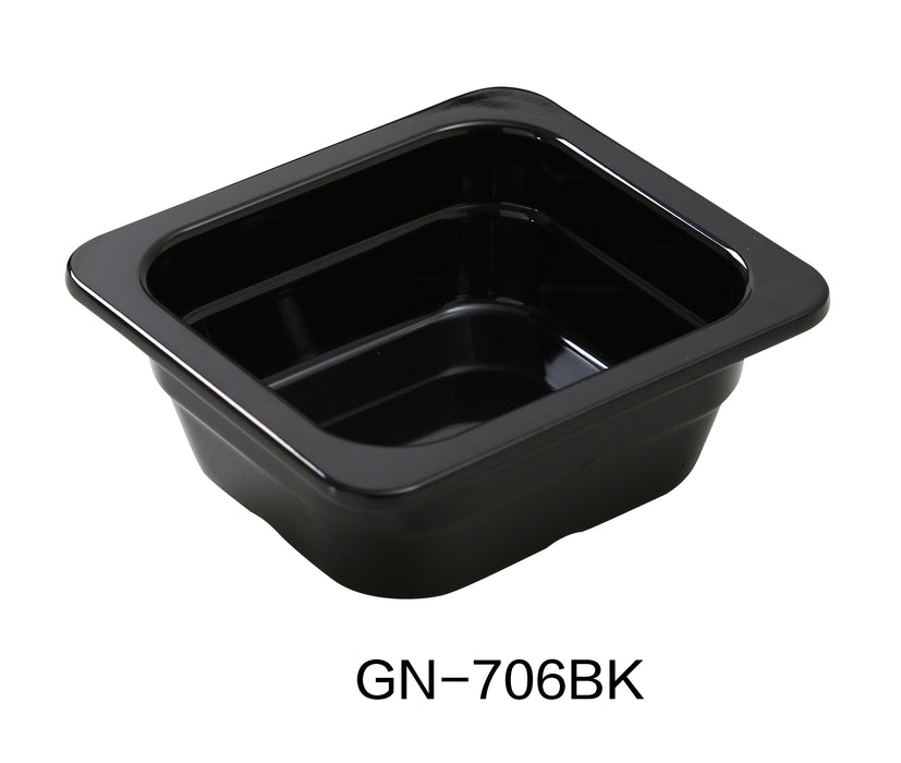 Yanco GN-706BK GN PAN 7" x 6.375" x 2.5" PAN, Shape: Rectangular, Color: Black, Material: Melamine, Pack of 6