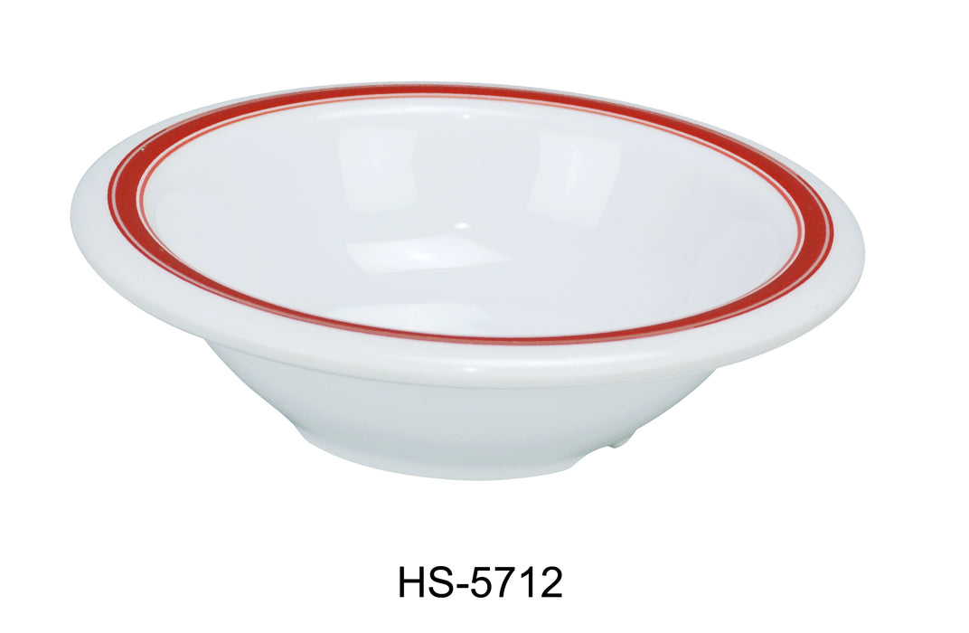 Yanco HS-5712 Houston Soup/Salad Bowl, Shape: Round, Color: White and Red, Material: Melamine, Pack of 48