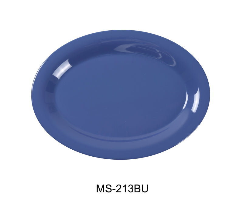 Yanco MS-213BU Mile Stone Oval Platter, Shape: Oval, Color: Blue, Material: Melamine, Pack of 12