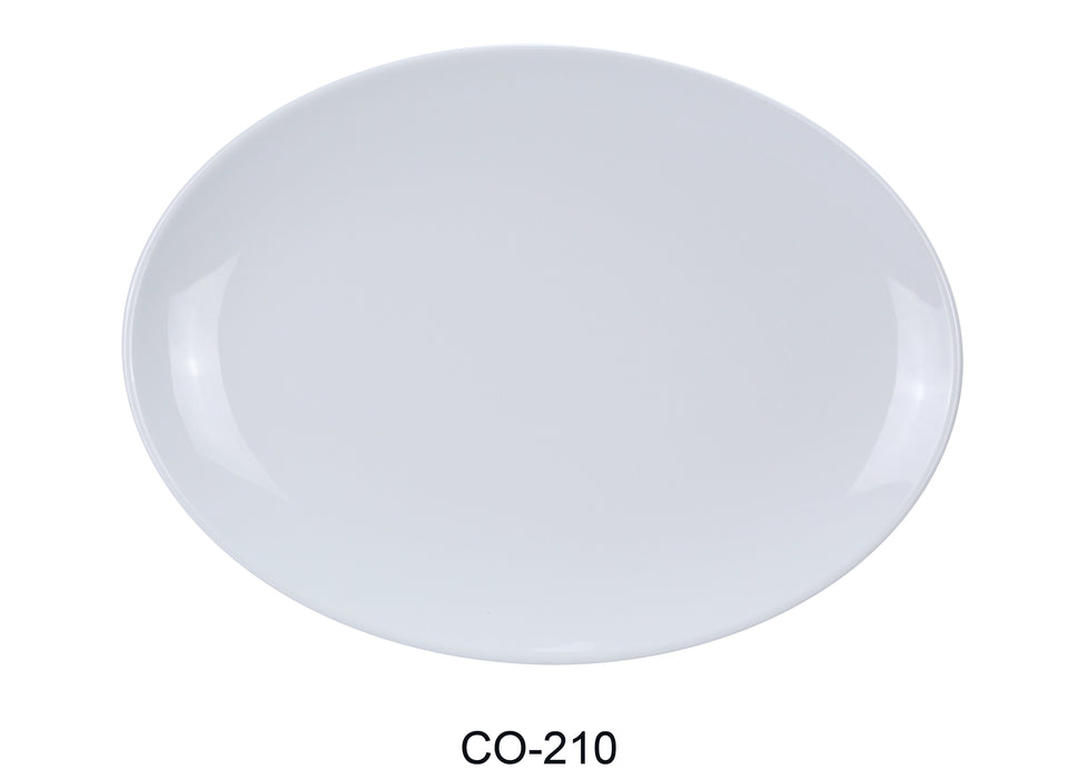Yanco CO-210 Coupe Pattern Oval Platter, Shape: Oval, Color: White, Material: Melamine, Pack of 24