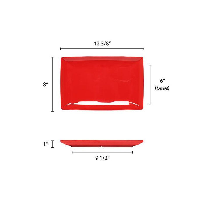 Thunder Group Melamine Asian 12 1/2 X 8  TRAY, 1 1/8 DEEP, PURE RED, 1 doz