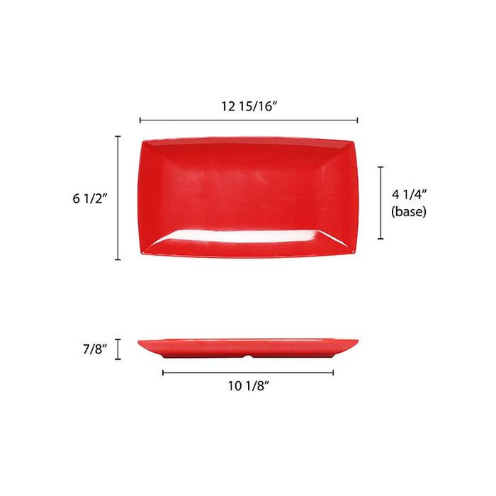 Thunder Group Melamine Asian 13 X 6 1/2 TRAY, 1 DEEP, PURE RED, 1 doz