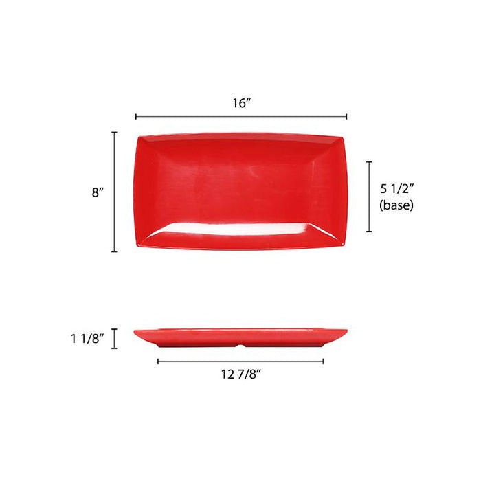 Thunder Group Melamine Asian 16 1/8 X 8 TRAY, 1 1/8 DEEP, PURE RED, 1 doz