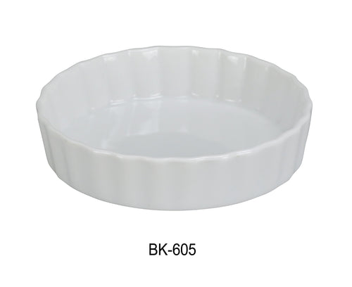 Yanco BK-605 Accessories 5" QUICHE DISH 5.5 OZ, Shape: Round, Color: White, Material: China, Pack of 24