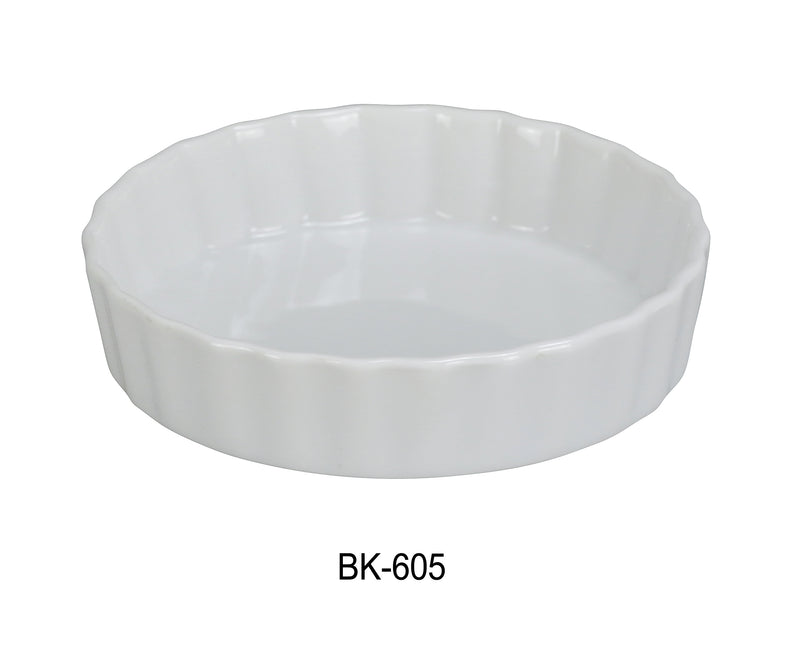 Yanco BK-605 Accessories 5" QUICHE DISH 5.5 OZ, Shape: Round, Color: White, Material: China, Pack of 24